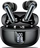 AOVOCE Ecouteurs Bluetooth sans Fil Casque Bluetooth 5.3 avec 4 ENC Réduction Bruit Mic Écran LED 42H Durée Lecture Sport HiFi Son Stéréo Oreillette Contrôle Tactile pour iOS Android Bleu Foncé