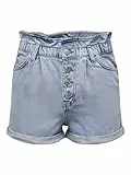 ONLY ONLCUBA Life Paperbag DNM Shorts Noos, Bleu Jeans Clair, S Femme