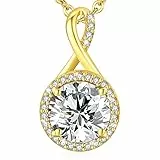 LAVUMO Collier Femme Argent Or Rose Halo Pendentif Argent Sterling Bijoux Cadeau pour Femme,Maman,copine à Noel, Anniversaire Saint Valentin avec Coffret Cadeau