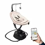 Babymoov Balancelle Bébé Eléctrique Swoon Evolution Mocca-Connectée avec Application mobile -Streaming musical, Enregistrement de voix et Berceuses personnalisées -Assise 360°-Réducteur nouveau-né