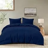 Dreamzie - Housse de Couette 240x220 cm avec 2 Taie Oreiller 65x65 cm - Bleu Foncé - Parure de Lit 240x220 Adulte en 100% Microfibre - Certifié sans Produits Chimiques (Oeko TEX)
