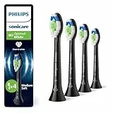 Philips Sonicare W2 Optimal White - Têtes de brosse à dents de rechange d'origine, noir, lot de 4, HX6064/88
