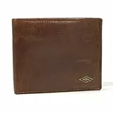 Fossil Portefeuille pour hommes Ryan, Portefeuille en cuir brun foncé 11,4 cm L x 2,5 cm l x 9,5 cm H ML3736201