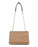 GUESS Noelle Crossbody Flap, Sac Convertible, Rabat bandoulière Femme, Logo Latte, Taille Unique