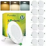 Fondiiz Lot de 12 Spot LED Encastrable 6W, 220V Spots de Plafond Extra Plat Blanc Chaud 2700K Blanc Neutre 4000K Blanc Froid 6000K Réglable, Spot Salle de Bain IP44 pour Salon Cuisine, Rond