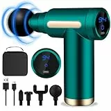 AQXONG Mini Pistolet de Massage Musculaire, Pistolet de Massage Ultra Silencieux, 6 Vitesses, 4 Têtes de Massage, l'Écran LCD, Masseurs Électriques Portables pour Soulager les Douleurs Musculaires