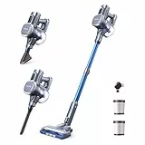 Lubluelu 202 Aspirateur Balai sans Fil avec Balais électriques Puissant 27KPa/220W/50min d'Autonomie,Facilité de Nettoyage,Léger,Balai Aspirateur pour Sol Dur, Tapis et Poils d'animaux,Bleu