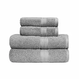 Amazon Basics Fade Resistant Towel Set, 2 Bath and 2 Hand - Grey by Amazon Basics