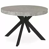 Menzzo Table Ronde Extensible Myriade Noir et Effet Béton