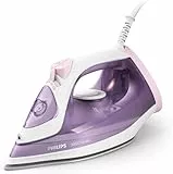 Philips Série 3000 Fer à Repasser Vapeur - 2000W, 30g/min - Effet Pressing 140g - Vapeur Verticale - Semelle SteamGlide Plus - Blanc/Violet (DST3010/30)