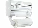 Leifheit Dérouleur mural Parat F2 ComfortLine, porte sopalin pour 3 rouleaux et épices, support de rangement cuisine avec lames tranchantes, blanc