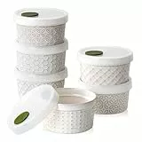 DOWAN Lot de 6 ramequins en céramique avec couvercles pour crème brûlée, soufflé, sauces, crème pâtissière, 237 ml, blanc