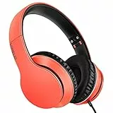 LORELEI X6 Casque supra-auriculaire filaire avec microphone, léger, pliable et portable, avec basses stéréo sans nœuds de 1,45 m pour smartphone, tablette, MP3/4 (Vitality Orange)