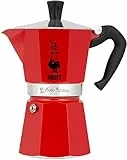 Bialetti - Moka Color : Machine à expresso emblématique sur la cuisinière, Fait du vrai café italien, Pot Moka 3 tasses (130 ml), Aluminium, Rouge