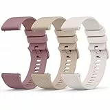 Wanme 3 Pièces 20mm Bracelet de Montre en Silicone, Souple Bracelet de Replacement en Dégagement Rapide avec Boucle en Même Couleur Homme Femme 20mm, Thé au Lait/Violet Fumé/Starlight