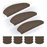Relaxdays Marchette d'escalier semicirculaire, Auto-adhésive, lot Pratique de 15, L x P : env. 65 x 24 cm, Marron foncé