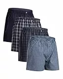 DANISH ENDURANCE Boxers Tissés pour Hommes, 100% Coton Bio, Caleçon en Coton Lot de 4 ou 6, Mélange Assorti Bleu/Gris Lot de 4, L