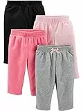 Simple Joys by Carter's 4-Pack Fleece Pants, Rose/Noir/Gris Chiné, 0-3 Mois (Lot de 4) Bébé Fille
