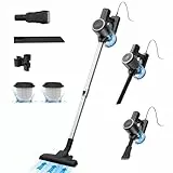 Vexilar Aspirateur Balai Puissant 25Kpa, Aspirateur Balai avec Fil Câble 7m, 3 en 1 Aspirateur Vertical Filtre HEPA, 600W Balai aspirateur avec Support Mural pour Sols Durs Tapis et Noir