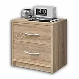 Stella Trading PEPE Table De Chevet, Aspect Chêne Sonoma, Table De Nuit Sobre Avec 2 Tiroirs, Convient Pour Tout Lit Et Toute Chambre, 39 x 39 x 28 cm (L/H/P)