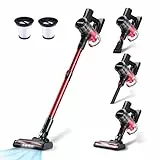 monmecd Aspirateur Balai sans Fil 4-en-1 – 16Kpa, 150W, 50 Min d’Autonomie, LED, 2 Vitesses, Réservoir 1L, pour Tapis Sols Durs Poils d’Animaux