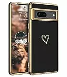 GaoBao Coque pour Google Pixel 7, Motif Coeur d'amour Ultra Fine TPU Souple Housse, Protection Case Galvanoplastie, Antichoc Protection Robuste Flexible pour Pixel 7, Noir