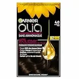 Garnier Coloration Permanente - Sans Ammoniaque - Aux Huiles Naturelles de Fleurs - Châtain Pur (4.0) - Olia