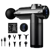 Pistolet de massage pour tissus profonds, masseur à percussion musculaire, 32 vitesses, avec écran tactile LCD, 8 têtes pour la relaxation des épaules, du corps, du dos, noir