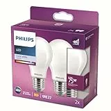 Philips ampoule LED Equivalent 75W E27 Blanc froid non dimmable, verre, lot de 2