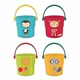 LUDI - 4 Seaux Gigognes - Jouets de Bain pour Bébé, de Plage et pour Piscine - À Partir de 10 Mois
