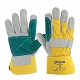 ANDANDA Gants de Travail, Résistant à la Déchirure et Perforation, Gants Hiver Homme, Double Couche de Cuir de Vache, Gant Jardinage, Pour l'Automobile, la Machine, l'Équipement, le Jardin