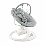 Balancelle MoMi Pearl 9 kg, siège 360°, LED, Bluetooth, télécommande, piles ou secteur, câble USB, harnais 5 points, arche avec jouets