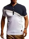 Leif Nelson LN55165 T-shirt d'été à col polo à manches courtes pour homme Coupe ajustée en maille fine Blanc Noir, Bleu/blanc, XL
