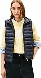 Tommy Hilfiger Veste sans Manches Femme Padded Global Stripe Vest avec Capuche, Bleu (Desert Sky), M