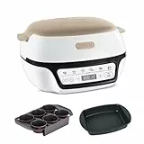 Tefal Machine à gâteau intelligente, 5 programmes automatiques, Réglage idéal de la température et du temps, Moule en aluminium antiadhésif, 6 Moules à muffins Creabake, Cake Factory KD804910