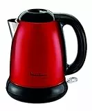 Moulinex Subito Bouilloire sans fil, Capacité 1,7 L, Inox, Résistance cachée, Niveau d’eau visible, Rouge BY540510