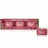 Yankee Candle coffret cadeau de bougies parfumées | Bougies votives remplies « Cerise griotte » | Mélange de cires de soja | Lot de 3