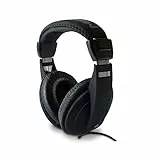 METRONIC 480143 Casque Filaire Noir, Léger, Ajustable et Confortable - Circum-Auriculaire Stéréo, Idéal TV Long Cordon de 6m, Prise Jack 3,5mm - Adaptateur 6,35 mm mâle inclu - Noir