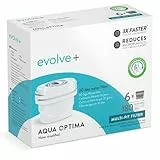 Aqua Optima Evolve+ Cartouche Filtrante à Eau 30 jours, paquet de 6 (jusqu'à 6 mois d'approvisionnement), Compatible avec plus de 90% des carafes filtrantes, y compris Brita Maxtra et Maxtra+*