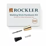 Rockler Kit de quincaillerie pour canne de marche – Kit d'outils de loisirs comprenant un pic en acier, une virole, un pied en caoutchouc de canne et un insert en aluminium – Kit de travail du bois