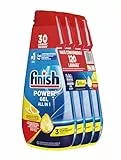 Finish Powergel gel détergent pour lave-vaisselle, liquide, multi-actions, pouvoir dégraissant, citron, 120 lavages, 4 confections de 30 lavages