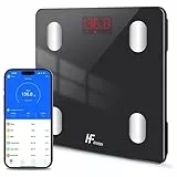 HomeFashion HFitness 19x Indices de composition corporelle balance pese personne de Graisse iOS et Android App Numérique Intelligente Mesureur de Poids Corporel IMC Bluetooth