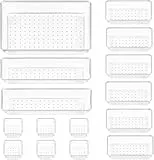 Vtopmart Lot de 15 Organisateurs de Tiroir – 4 Tailles, Rangement Tiroir en Plastique Transparent – Parfait pour Salle de Bain, Coiffeuse, Bureau, Cuisine, Outils et Maquillage