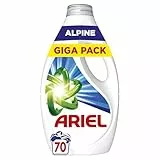 Ariel Lessive Liquide, 70 Lavages, Alpine, Action détachante en 1 seul lavage, fabriqué en France