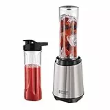 Russell Hobbs Blender [Nomade et Pratique] Mix & Go (300W, Lame en Acier inox, Démarrage automatique, 2 gourdes de 600 ml compatibles au lave vaisselle, Sans BPA, Smoothie & autres) Mixeur 23470-56