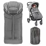 Zamboo Chanceliere Universelle Hiver pour Poussette et Landau – Nid d'ange Bebe en Polaire Thermique, Sac de Rangement, Antidérapant et Bandes Réfléchissantes - Gris