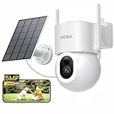 AOSU 3K 5MP Caméra Surveillance WiFi Extérieur sans Fil, Panneau Solaire Mobile Haute Capacité, 360° PTZ, AI Détection Personne Voiture, Animal, Grillage Protection de Zone, Alarme Sonore et Lumineuse