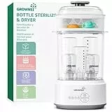 GROWNSY Stérilisateur Biberon avec Séchage, Stérilisateur Électrique à Vapeur Compact pour Biberons, Tétines, Pièces de Tire-lait