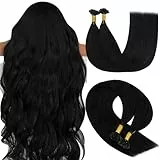 YoungSee Extension Keratine Cheveux Humain Noir 55 cm Extension Cheveux Naturel Kératine 1g/meche Extensions à Chaud Noir 22 Pouces Extensions Kératine Cheveux Longs 50mèches/50g Pour une Date