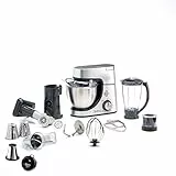 Moulinex Robot pâtissier, 1100 W, Kit de pâtisserie, Blender, Découpe-légumes avec accessoire pour macédoine, Hachoir à viande, Mini hachoir, Masterchef Gourmet argent QA519D32